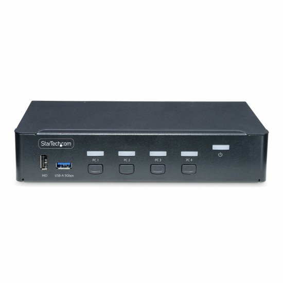 StarTech.com Switch KVM DisplayPort 4 Ports, Moniteur Unique 4K 60Hz, 6 Ports USB, Commutation par Touche de Raccourci et Bouton-Poussoir, DisplayPort 1.2, Commutateur KVM, Indépendant de l'OS, Conforme TAA