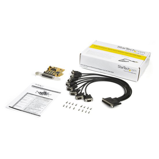 StarTech.com Carte PCI Express à 8 Ports Série RS232 - Adaptateur PCIe Série avec UART 16C1050 - Carte Contrôleur Multiport Série DB9 - Protection de Surcharge 15kV - Win & Linux