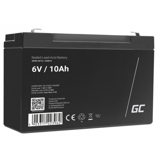 Green Cell AGM16 Batterie de l'onduleur Sealed Lead Acid (VRLA) 6 V 10 Ah