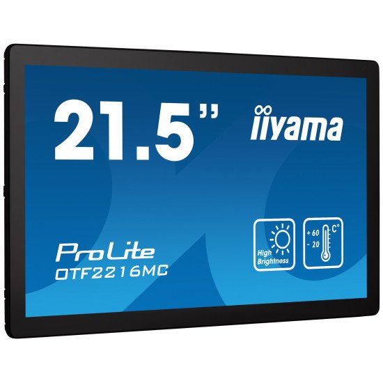 iiyama OTF2216MC-B1 affichage de messages Écran plat de signalisation numérique 55,9 cm (22") LCD 1100 cd/m² Full HD Noir Écran tactile