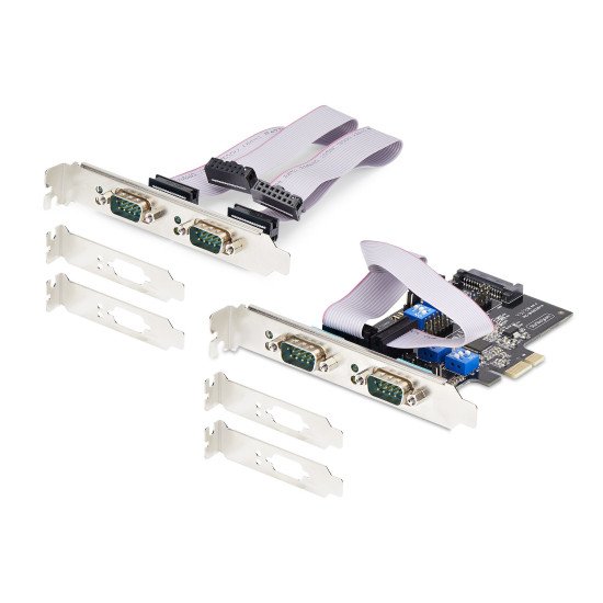 StarTech.com Carte Série PCI Express à 4 Ports - Adaptateur/Carte PCIe à 4 Ports vers RS232/RS422/RS485 (DB9), Support Bas-Profil Inclus, UART 16C1050, Windows/Linux, Conformité TAA - Protection ESD de niveau 4