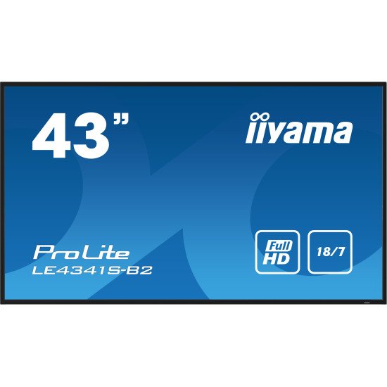 iiyama PROLITE LE4341S-B2 Écran plat de signalisation numérique 108 cm (42.5") LCD 350 cd/m² Full HD Noir 18/7