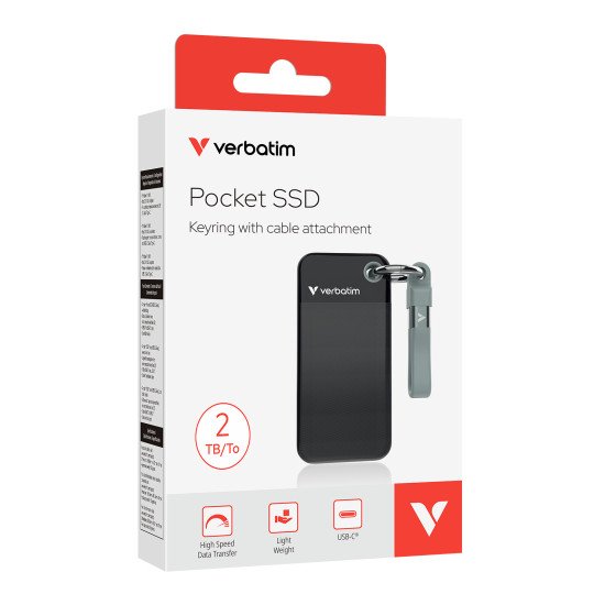 Verbatim Pocket SSD 2 To USB Type-C 3.2 Gen 2 (3.1 Gen 2) Noir, Gris