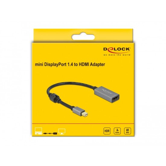 DeLOCK 66570 câble vidéo et adaptateur 0,2 m Mini DisplayPort HDMI Type A (Standard) Noir, Gris