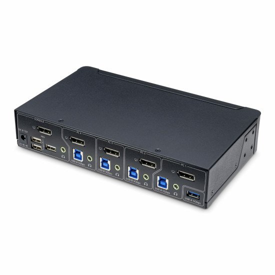 StarTech.com Switch KVM DisplayPort 4 Ports, Moniteur Unique 4K 60Hz, 6 Ports USB, Commutation par Touche de Raccourci et Bouton-Poussoir, DisplayPort 1.2, Commutateur KVM, Indépendant de l'OS, Conforme TAA