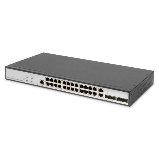 Digitus Commutateur Gigabit Ethernet Couche 2, 24 ports, 2 x Combo RJ45 / SFP + 2 x ports SFP Uplink