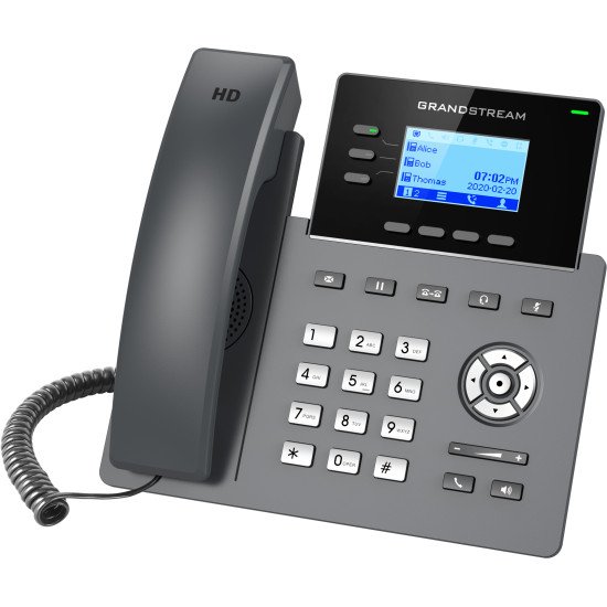 Grandstream Networks GRP2603P téléphone fixe Noir 3 lignes LCD