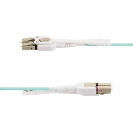 StarTech.com Câble Fibre Optique Multimode LC à LC (UPC) OM4 de 10m avec Languettes Push-Pull, 50/125µm, Réseaux 100G, Insensible à la Courbure, Faible Perte d'Insertion, Cordon de Raccordement Fibre LSZH