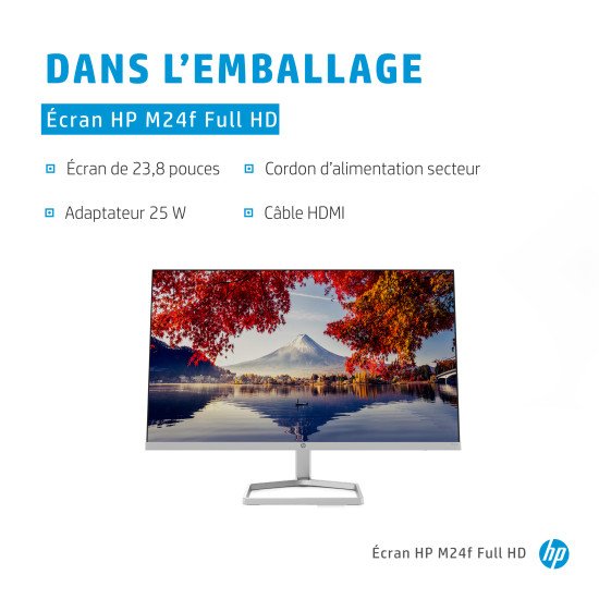 HP M24f 60,5 cm (23.8") 1920 x 1080 pixels Full HD Noir, Argent