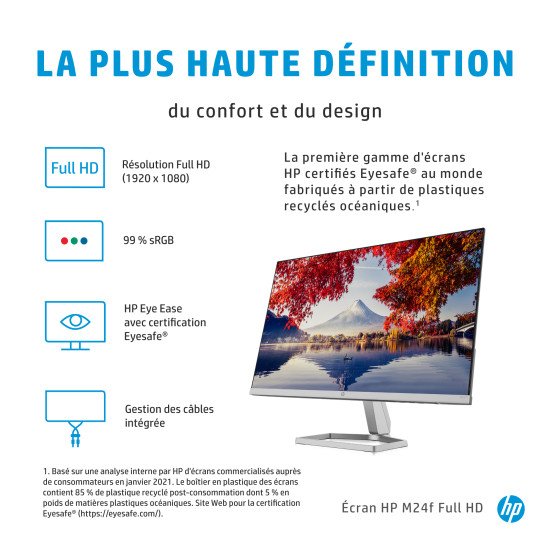 HP M24f 60,5 cm (23.8") 1920 x 1080 pixels Full HD Noir, Argent