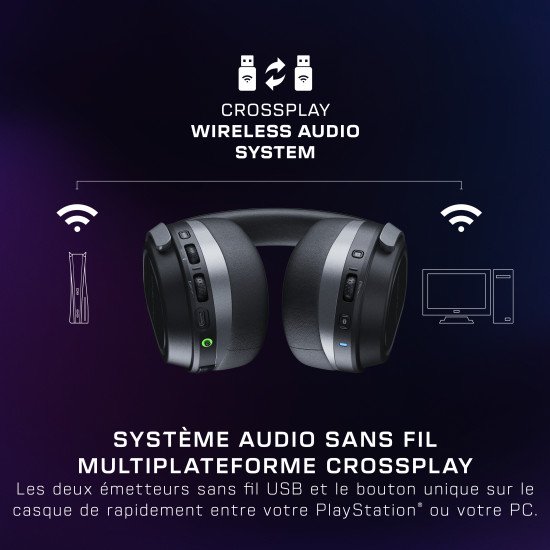 Turtle Beach Casque gaming amplifié multiplateforme sans fil Stealth 700 pour PS5, PS4, PC et mobile - Haut-parleurs 60 mm, microphone avec isolation acoustique par l'IA, Bluetooth, autonomie 80 heures, deux émetteurs - Noir