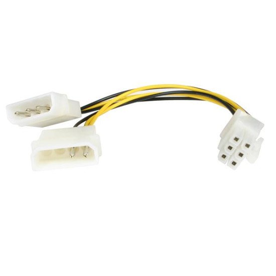 StarTech.com LP4PCIEXADAP Câble adaptateur d'alimentation LP4 vers carte graphique PCI Express à 6 broches de 15 cm - M/M