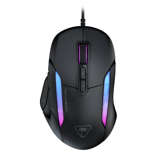 Turtle Beach Kone II - Souris gaming RGB ergonomique filaire, capteur optique 26 000 DPI, interrupteurs optiques 100 M de clics, 23 entrées personnalisables, molette 4D, patins en PTFE pur - Noir cendre