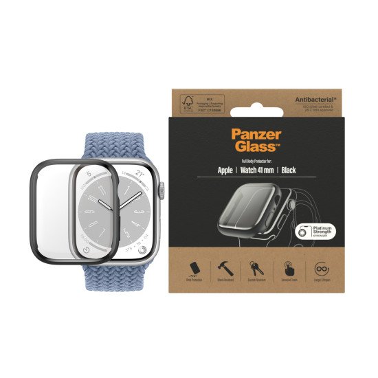 PanzerGlass 3663 accessoire intelligent à porter sur soi Protecteur d'écran Noir Verre trempé, Polyéthylène téréphthalate (PET)