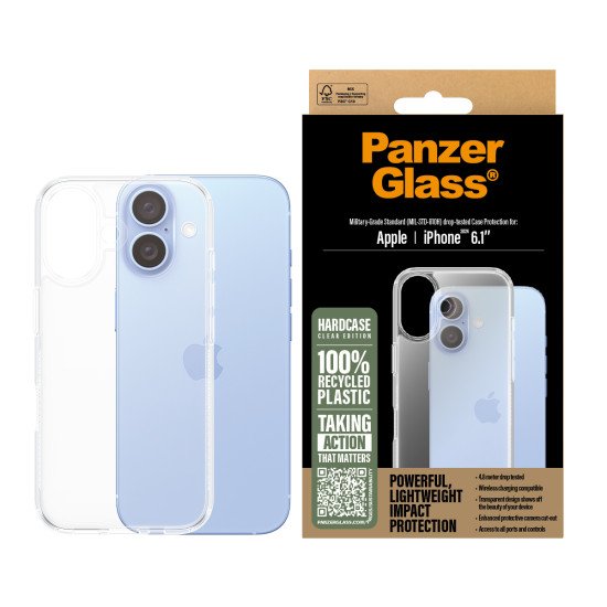 PanzerGlass PG HardCase TP iPhone 16 6.1Inch coque de protection pour téléphones portables Housse Transparent