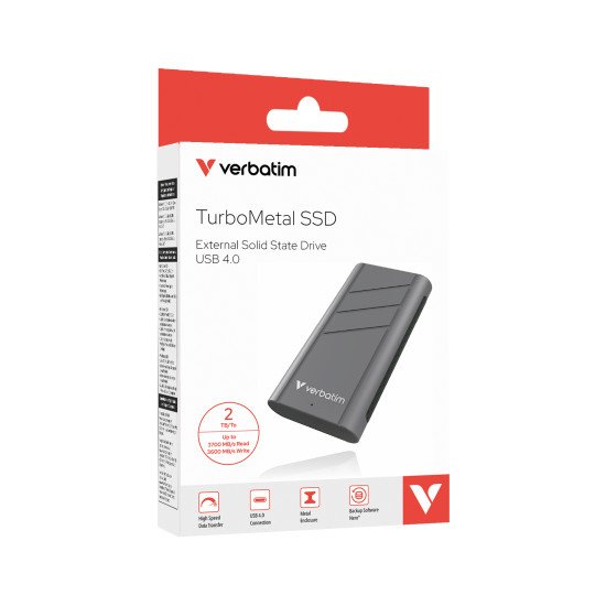 Verbatim TurboMetal SSD USB4 2TB 2 To USB Type-C USB4 Gen 2x2 Argent