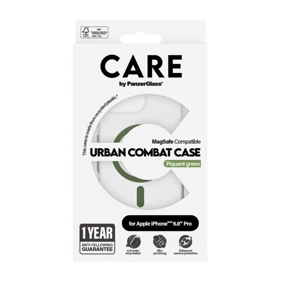 PanzerGlass CARE by PG Green MagS iPhone16 6.9 Pro coque de protection pour téléphones portables Housse Transparent