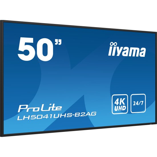 iiyama LH5041UHS-B2AG affichage de messages Écran plat de signalisation numérique 127 cm (50") LCD 500 cd/m² 4K Ultra HD Noir 24/7