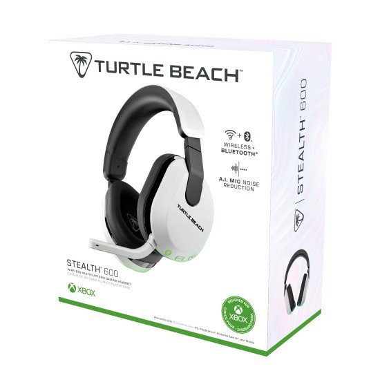 Turtle Beach Casque gaming amplifié multiplateforme sans fil Stealth 600 pour Xbox Series X|S, Xbox One, PC, Nintendo Switch et mobile - Bluetooth, 80 heures de batterie et microphone antibruit – Blanc