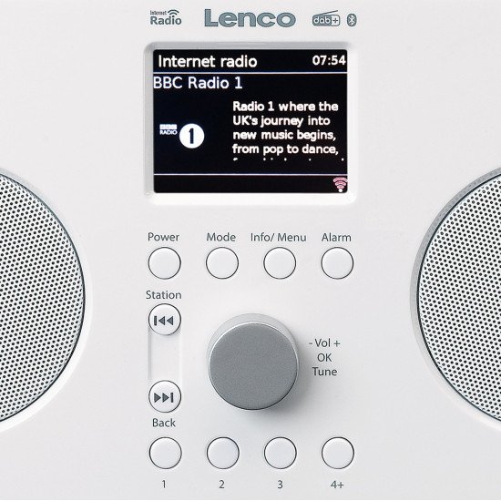 Lenco PIR-645WH Radio portable Numérique Blanc, Bois