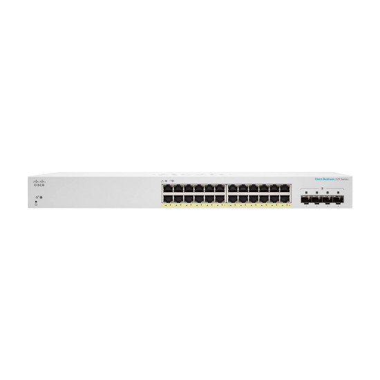 Cisco CBS220-24FP-4X Géré L2 Gigabit Ethernet (10/100/1000) Connexion Ethernet, supportant l'alimentation via ce port (PoE) Blanc