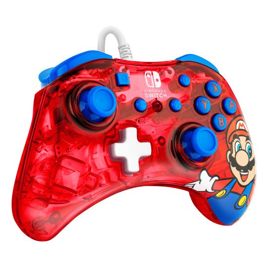 PDP Rock Candy: Mario Punch Rouge, Translucide USB Manette de jeu Analogique/Numérique Nintendo Switch, Nintendo Switch Lite, Nintendo Switch OLED