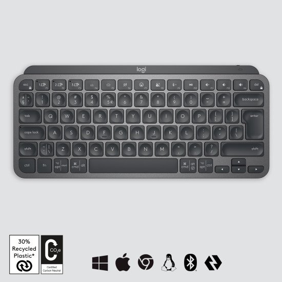 Logitech MX Keys Mini clavier RF sans fil + Bluetooth QWERTY Anglais britannique Graphite