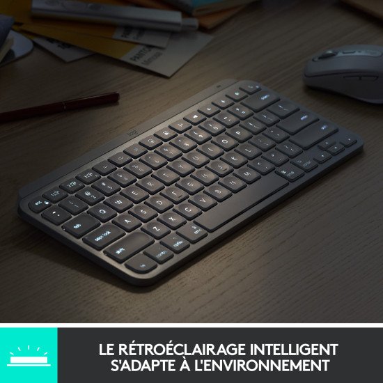 Logitech MX Keys Mini clavier RF sans fil + Bluetooth QWERTY Anglais britannique Graphite