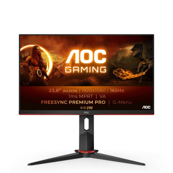 AOC 24G2SAE/BK écran PC 23.8" 1920 x 1080 pixels Full HD Noir, Rouge