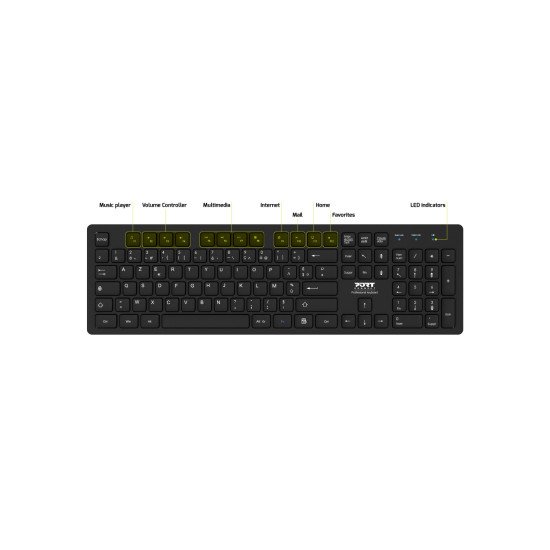 Port Designs 900906-FR clavier Souris incluse Bureau RF sans fil AZERTY Français Noir