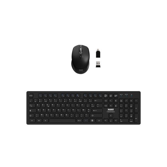 Port Designs 900906-FR clavier Souris incluse Bureau RF sans fil AZERTY Français Noir