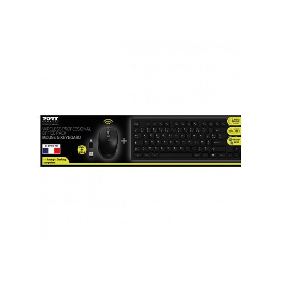 Port Designs 900906-FR clavier Souris incluse Bureau RF sans fil AZERTY Français Noir