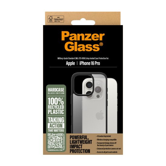 PanzerGlass PG HardCase Black iPhone 16 6.3Inch Pro coque de protection pour téléphones portables Housse Transparent