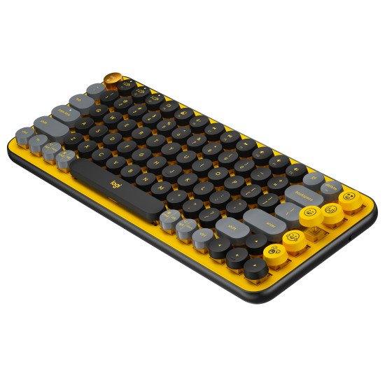 Logitech POP Keys Wireless Mechanical Keyboard With Emoji Keys clavier RF sans fil + Bluetooth AZERTY Français Noir, Gris, Jaune