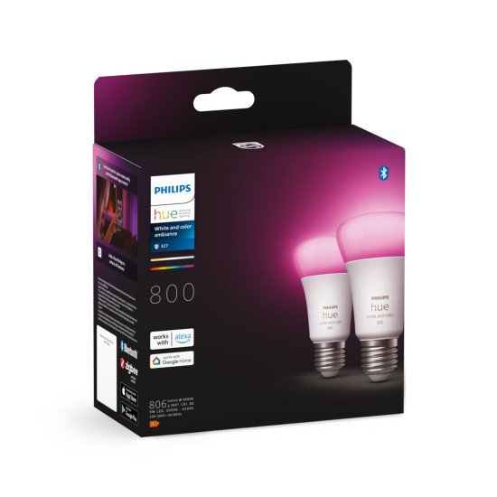 Philips Hue White and Color ambiance A60 - Ampoule connectée E27 - 800 (lot de 2)