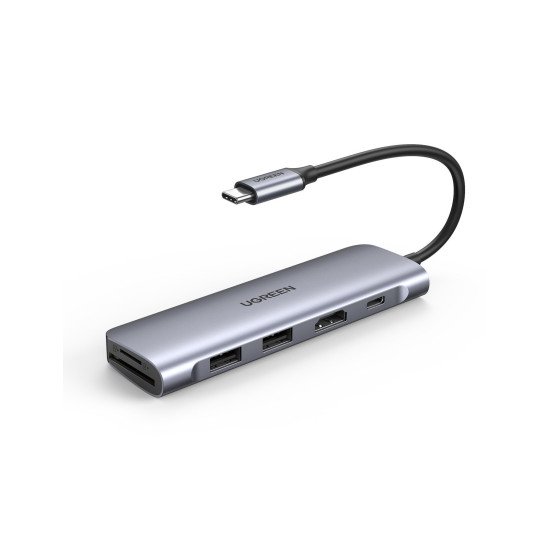 Ugreen 6-in-1 USB C PD USB 3.2 Gen 1 (3.1 Gen 1) Type-C Argent