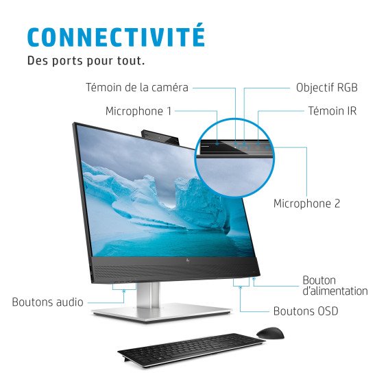 HP E24mv G4 écran PC 60,5 cm (23.8") 1920 x 1080 pixels Full HD Noir, Argent