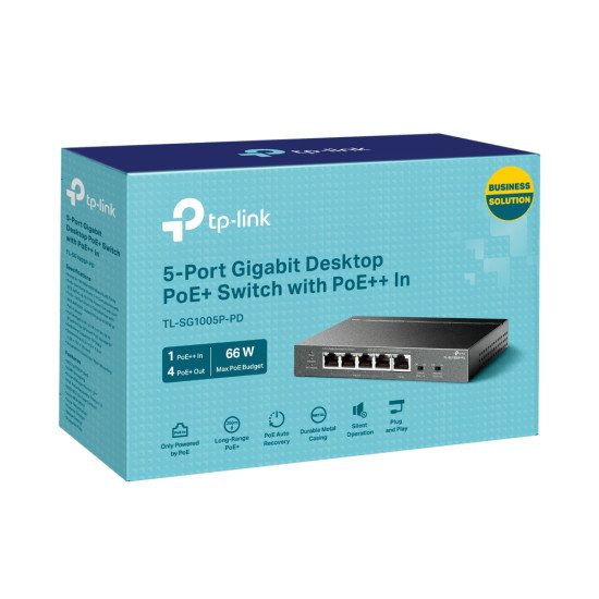 TP-Link TL-SG1005P-PD commutateur réseau Gigabit Ethernet (10/100/1000) Connexion Ethernet POE Noir