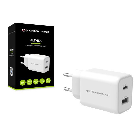 Conceptronic ALTHEA11W chargeur d'appareils mobiles Universel Blanc Secteur Charge rapide Intérieure