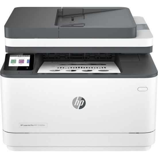 HP LaserJet Imprimante multifonction Pro 3102fdn, Noir et blanc, Imprimante pour Petites/moyennes entreprises, Impression, copie, scan, fax, Chargeur automatique de documents; impression recto-verso; port avant lecteur flash USB; écran tactile