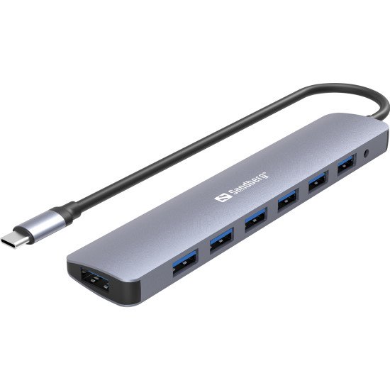 Sandberg 136-40 hub & concentrateur USB 3.2 Gen 1 (3.1 Gen 1) Type-C 5000 Mbit/s Gris