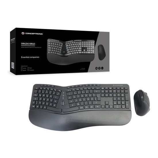 Conceptronic ORAZIO02DE clavier Souris incluse RF sans fil QWERTZ Allemand Noir