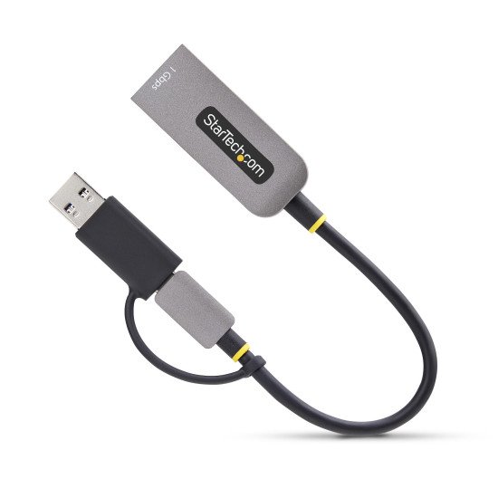 StarTech.com Adaptateur USB-C vers Ethernet avec Dongle USB-A, 10/100/1000Mbps, Adaptateur Réseau USB 3.0 vers Gigabit Ethernet, Câble de 15cm, Adaptateur USB GbE