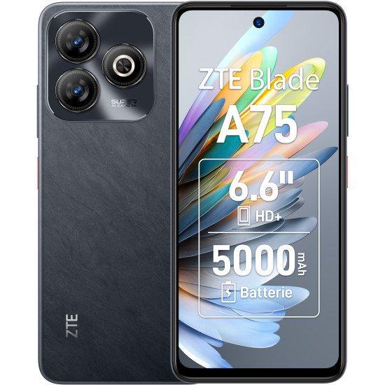 ZTE Blade A75 16,8 cm (6.6") Double SIM Android 9.0 4G USB Type-C 4 Go 128 Go 5000 mAh Noir