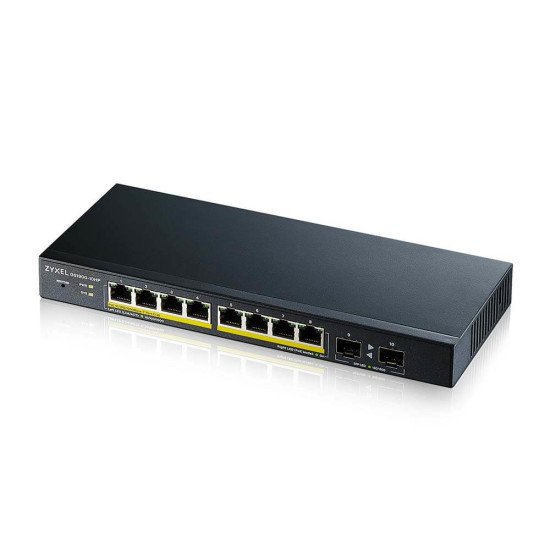 Zyxel GS1900-10HP Géré L2 Gigabit Ethernet (10/100/1000) Connexion Ethernet, supportant l'alimentation via ce port (PoE) Noir