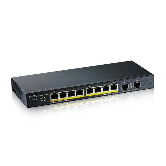 Zyxel GS1900-10HP Géré L2 Gigabit Ethernet (10/100/1000) Connexion Ethernet, supportant l'alimentation via ce port (PoE) Noir