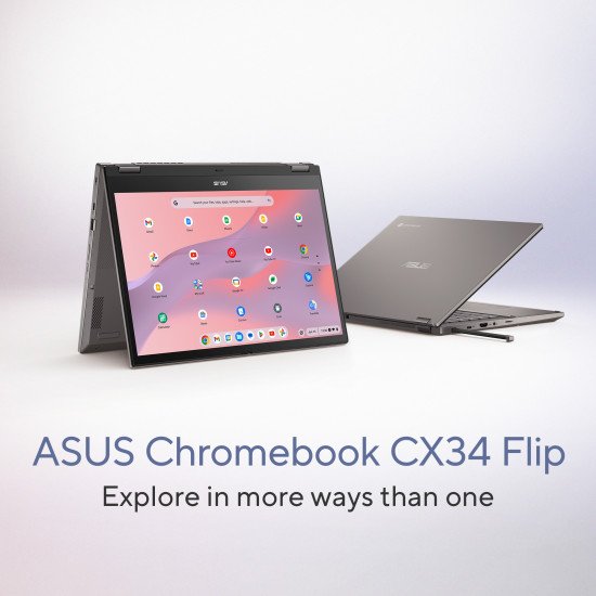 ASUS Chromebook CX34 Flip CB3401FBA-LZ0187 Intel® Core™ i5 i5-1235U 35,6 cm (14") Écran tactile WUXGA 16 Go LPDDR4x-SDRAM 256 Go SSD Wi-Fi 6E (802.11ax) ChromeOS Gris