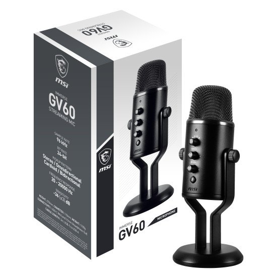 MSI IMMERSE GV60 STREAMING MIC microphone Noir Microphone de console de jeu