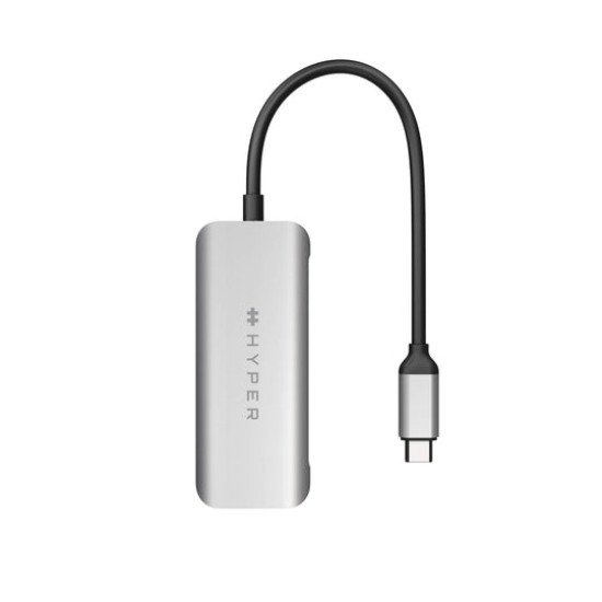 HYPER HD41-GL hub & concentrateur USB 2.0 Type-C Noir, Gris