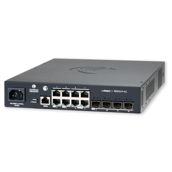 Cambium Networks cnMatrix Switch TX1012-P-AC Géré L2/L3 Gigabit Ethernet (10/100/1000) Connexion Ethernet POE Noir